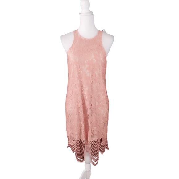NWT@$70! EXPRESS! SWEET DUSTY MELON PINK LACE SHIFT DRESS, SLEEVELESS! SZ M - Picture 2 of 10